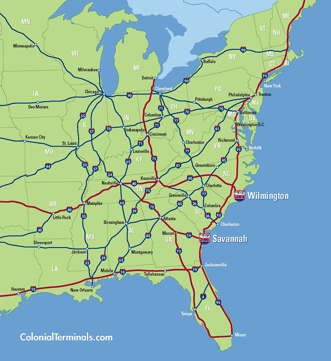 CTI Interstate Highway Map